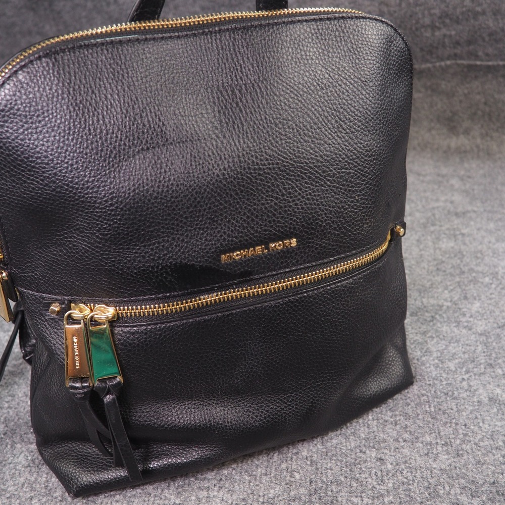 Michael Kors Rhea Medium Slim Backpack Black Pebbled Leather 30F0GEZB6V